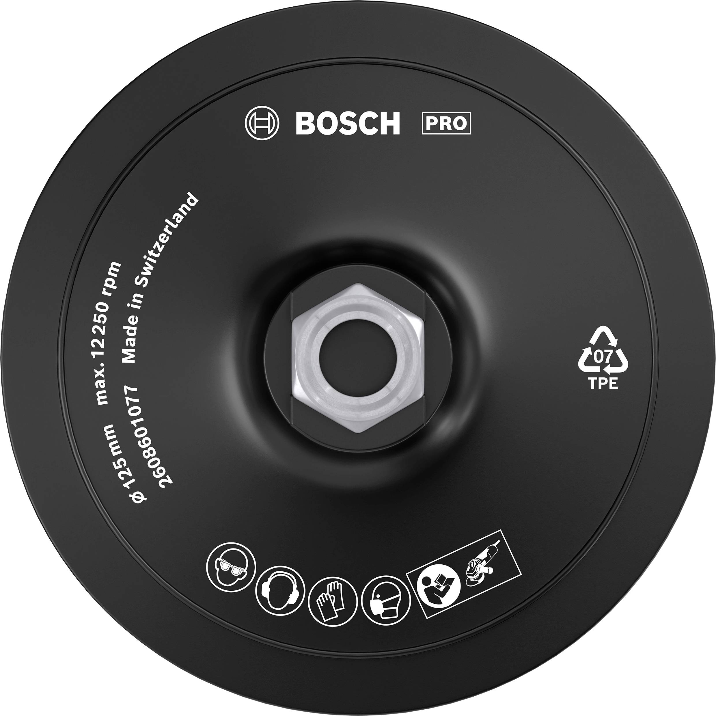 Bosch Accessories 2608601077 Tépőzáras csiszolótányér - 125 mm, 12.500 U/min Ø 125 mm