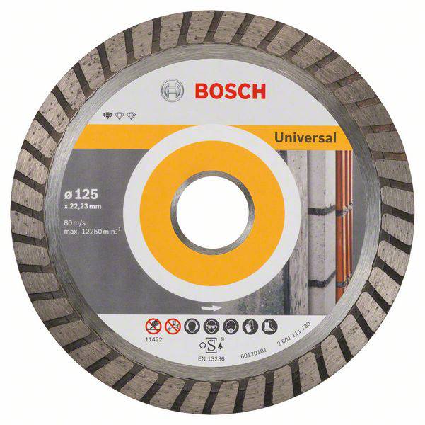 Bosch Accessories 2608603250 2608603250 Gyémánt bevonatú vágótárcsa Ø 125 mm Furat átmérő 22.23 mm Nyerstégla, Beton, Falazat, Betontömb kő 10 db