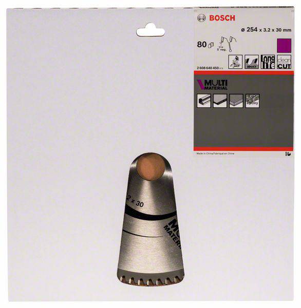 'Bosch fűrészlap, 254 x 3,2 x 30 mm, többféle anyaghoz, hosszú élettartamú, precíz vágású. 80 fog, alkalmas fa és fém megmunkálásához.'
