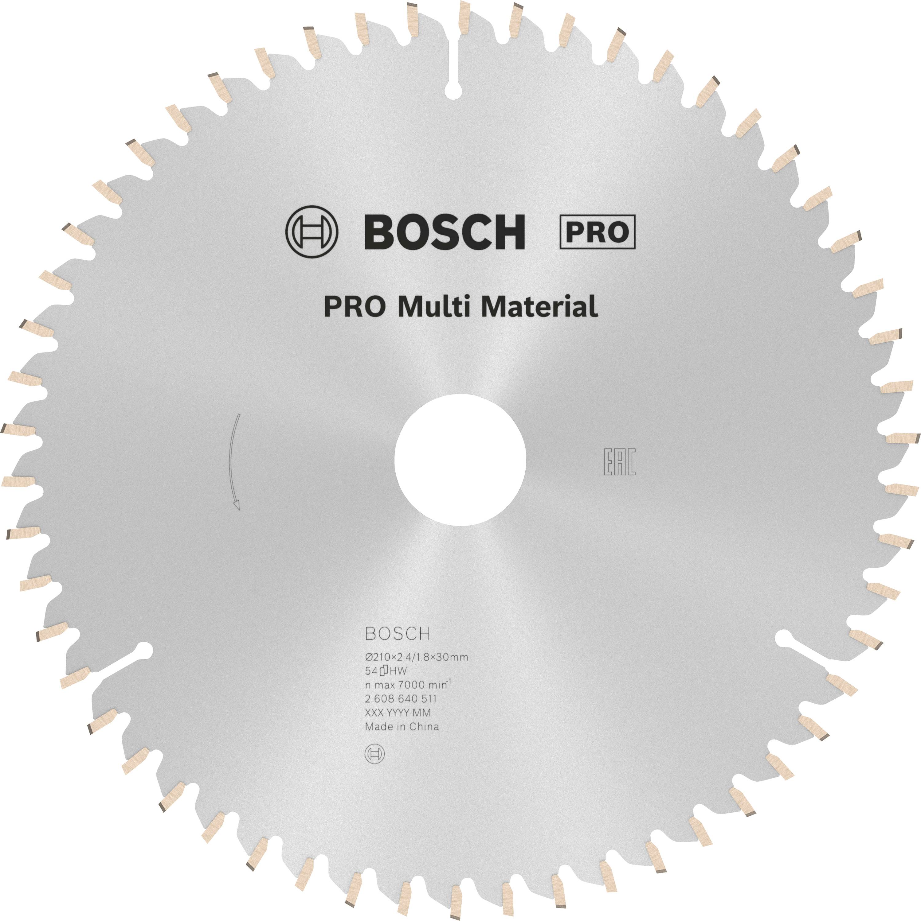 Bosch Accessories Multi Material 2608640511 Keményfém körfűrészlap 210 x 30 x 2.4 mm Fogak száma (collonként): 54 1 db