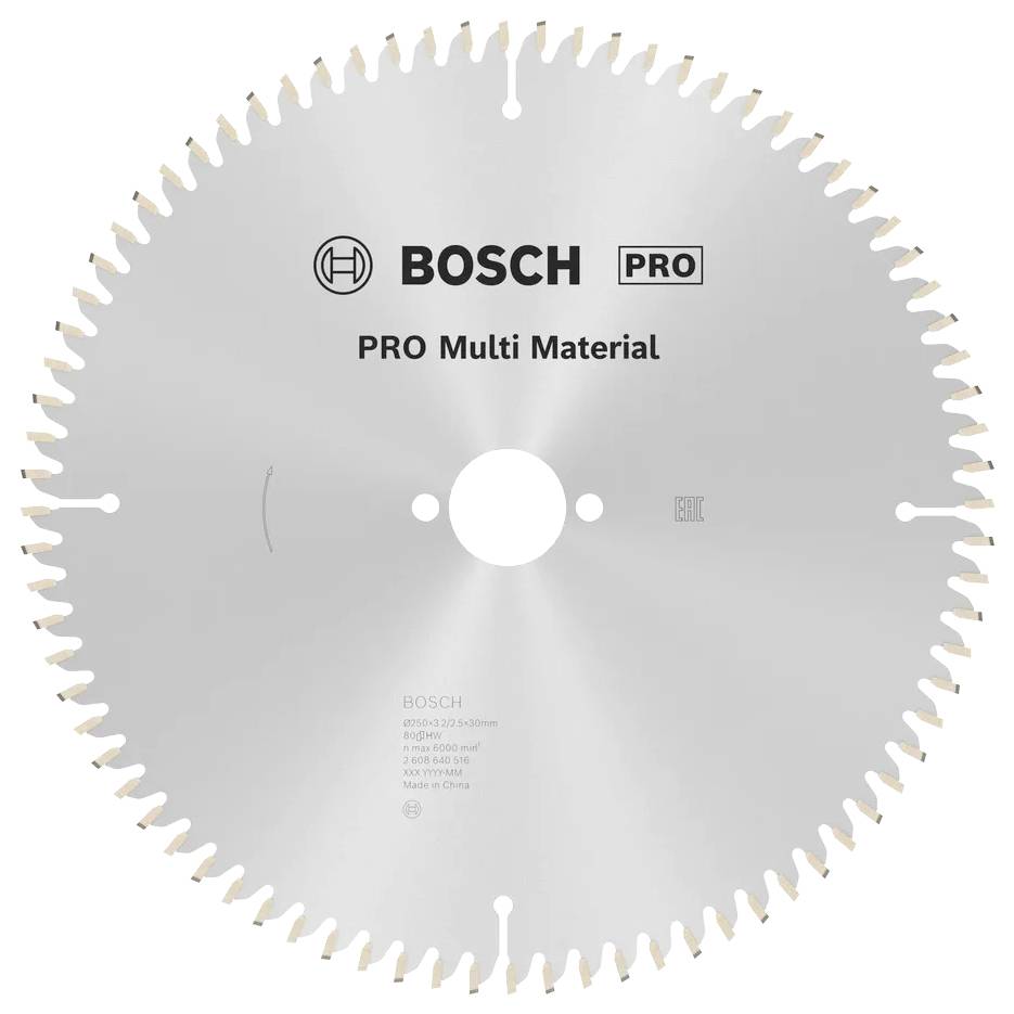 Bosch Accessories Multi Material 2608640516 Keményfém körfűrészlap 250 x 30 x 3.2 mm Fogak száma (collonként): 80 1 db