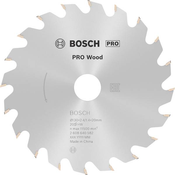 Bosch Accessories Optiline 2608640582 Keményfém körfűrészlap 130 x 20 x 2.4 mm Fogak száma (collonként): 20 1 db