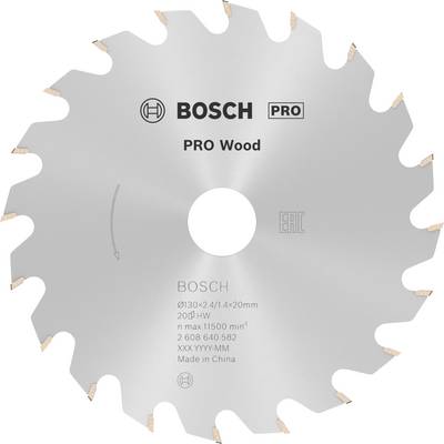 Bosch Pro Wood fűrészlap több foggal és '210 x 30 x 2,4/1,6 x 20 mm' nyomtatvánnyal. Alkalmas fa vágásához.