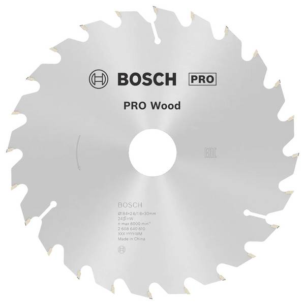 Bosch Accessories Optiline 2608640610 Keményfém körfűrészlap 184 x 30 x 2.6 mm Fogak száma (collonként): 24 1 db