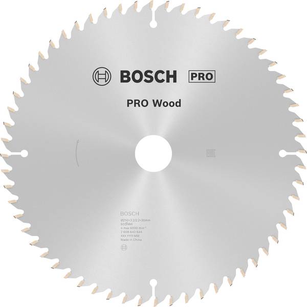 Bosch Accessories Optiline Wood 2608640644 Keményfém körfűrészlap 250 x 30 x 3.2 mm Fogak száma (collonként): 60 1 db