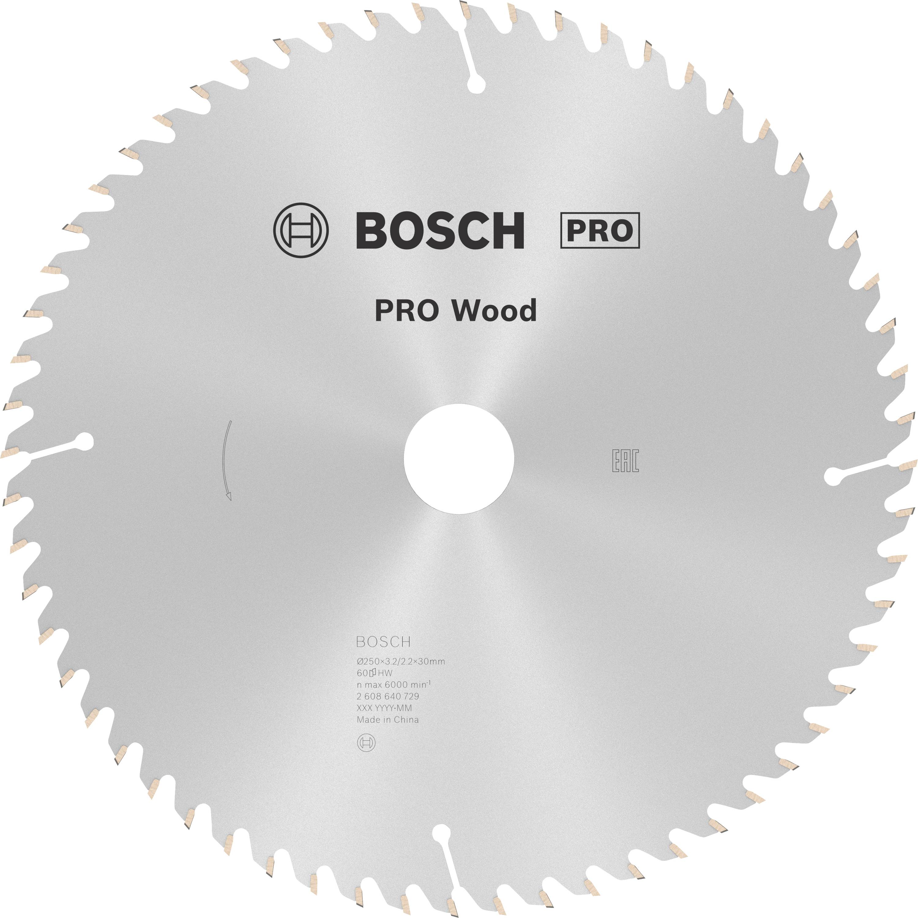 Bosch Accessories Optiline Wood 2608640729 Keményfém körfűrészlap 250 x 30 x 3.2 mm Fogak száma (collonként): 60 1 db