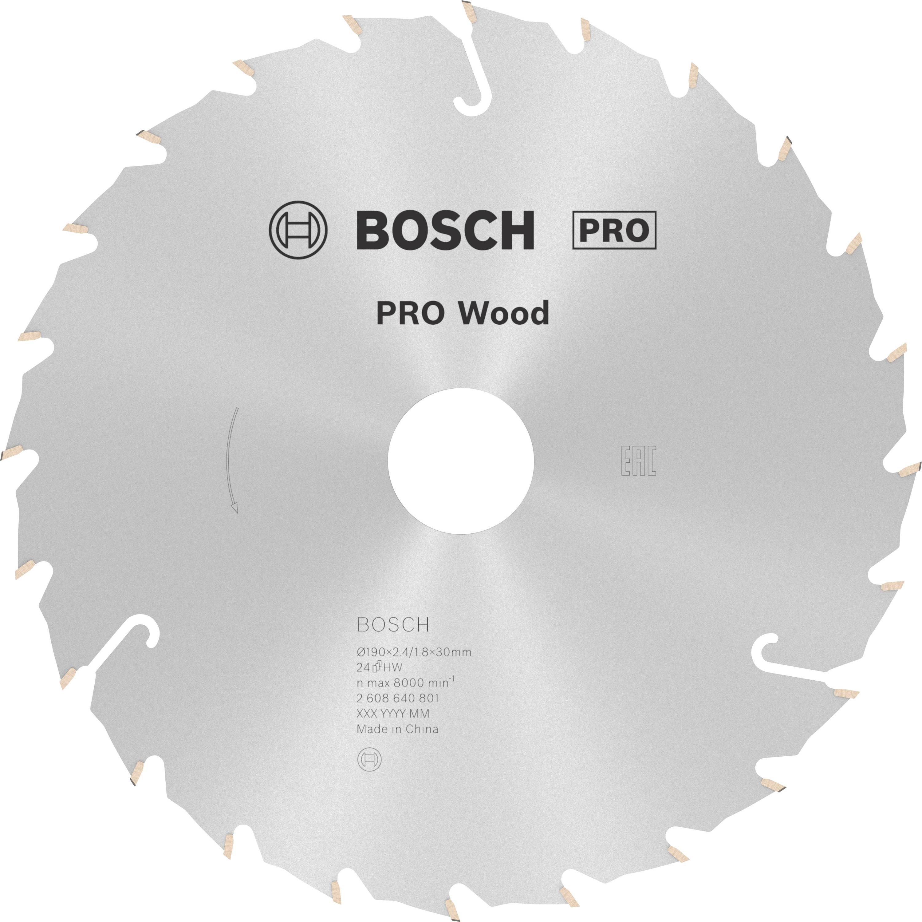 Bosch 'PRO Wood' körfűrészlap fafeldolgozáshoz, 210 mm átmérő, 30 mm furat, 48 fog.