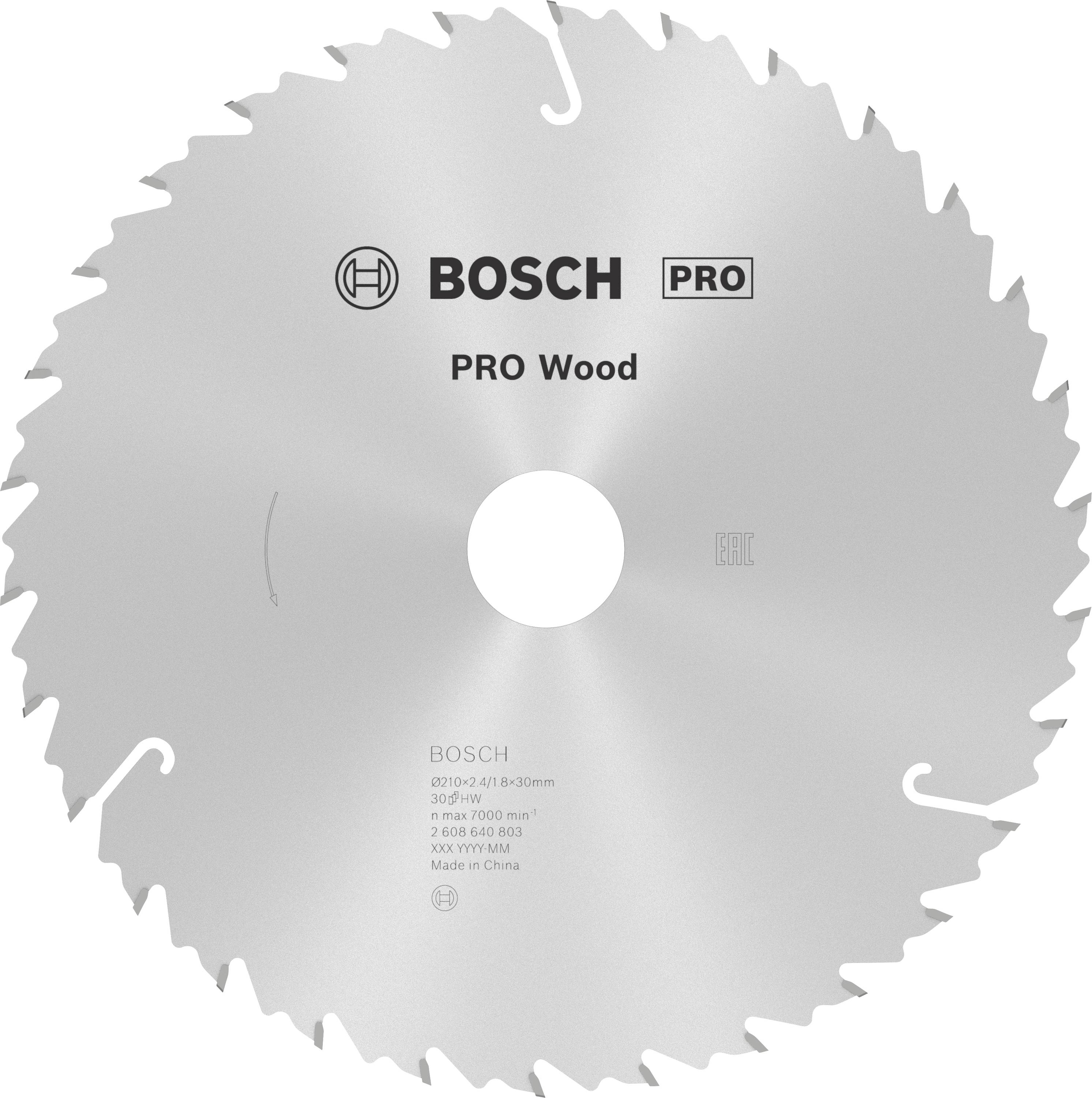 Bosch Accessories Standard for Wood Speed 2608640803 Keményfém körfűrészlap 210 x 30 x 2.6 mm Fogak száma (collonként): 30 1 db