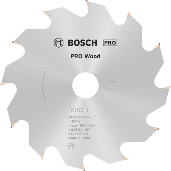Bosch Accessories Optiline Wood 2608641167 Keményfém körfűrészlap 130 x 20 x 2.4 mm Fogak száma (collonként): 12 1 db