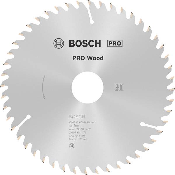 Bosch Accessories Optiline Wood 2608641175 Keményfém körfűrészlap 165 x 30 x 2.6 mm Fogak száma (collonként): 48 1 db