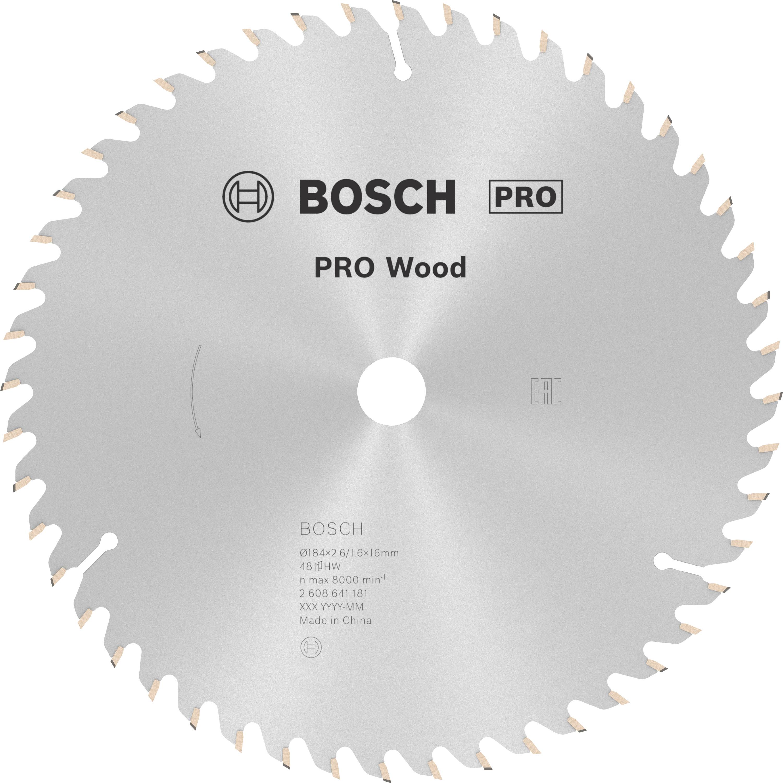 Bosch Accessories Optiline Wood 2608641181 Keményfém körfűrészlap 184 x 16 x 2.6 mm Fogak száma (collonként): 48 1 db