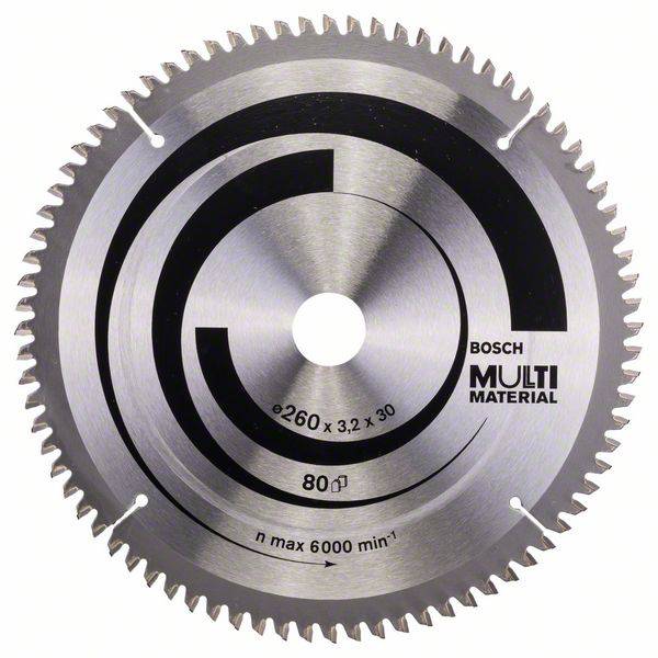 Bosch Accessories Multi Material 2608641204 Keményfém körfűrészlap 260 x 30 x 3.2 mm Fogak száma (collonként): 80 1 db