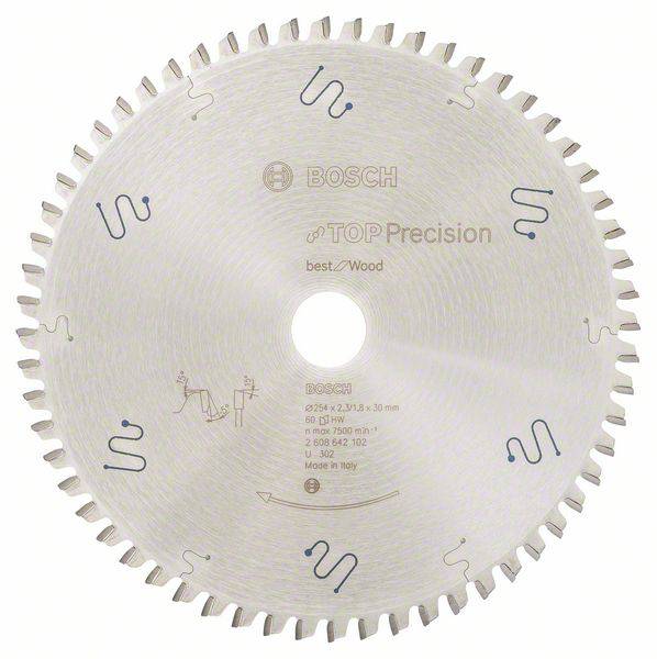 Bosch Accessories Top Precision 2608642102 Keményfém körfűrészlap 254 x 30 x 2.3 mm Fogak száma (collonként): 60 1 db