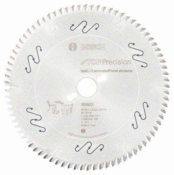 Bosch Accessories Top Precision 2608642109 Keményfém körfűrészlap 250 x 30 x 3.2 mm Fogak száma (collonként): 80 1 db