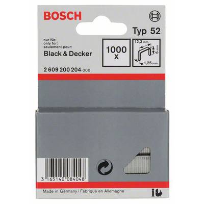Tűzőkapocs, 52-es típus, 12,3 x 1,25 x 6 mm 1000 db Bosch 2609200204