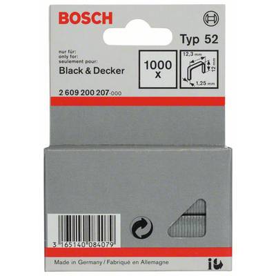 Tűzőkapocs, 52-es típus, 12,3 x 1,25 x 12 mm 1000 db Bosch 2609200207
