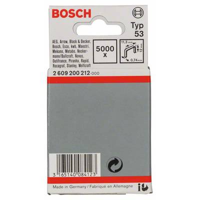 Tűzőkapocs, 53-as típus, 11,4 x 0,74 x 12 mm, 5000 db Bosch 2609200212