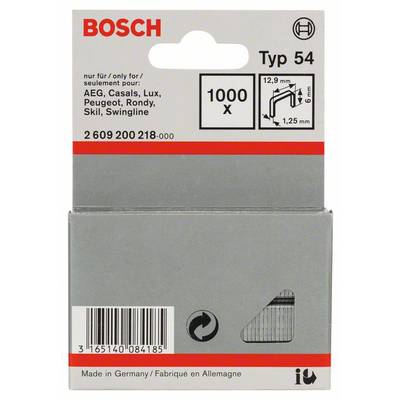 Tűzőkapocs, 54-es típus, 12,9 x 1,25 x 6 mm 1000 db Bosch 2609200218