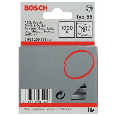 Keskenyhátú kapocs, 55-ös típus, 6 x 1,08 x 18 mm,os csomag 1000 db Bosch 2609200223