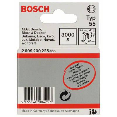 Keskenyhátú kapocs, 55-ös típus, gyantázott, 6 x 1,08 x 16 mm, 3000 darabos csomag 3000 db Bosch 2609200225