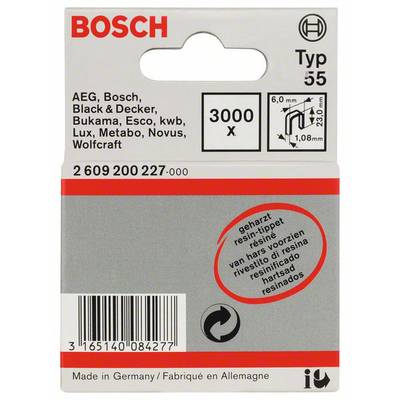 Keskenyhátú kapocs, 55-ös típus, 6 x 1,08 x 23 mm, 3000 darabos csomag 3000 db Bosch 2609200227