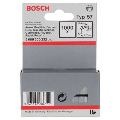 Tűzőkapocs, 57-es típus, 10,6 x 1,25 x 12 mm 1000 db Bosch 2609200232