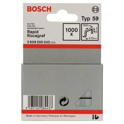 Tűzőkapocs, 59-as típus, 10,6 x 0,72 x 12 mm, 1000 db Bosch 2609200242