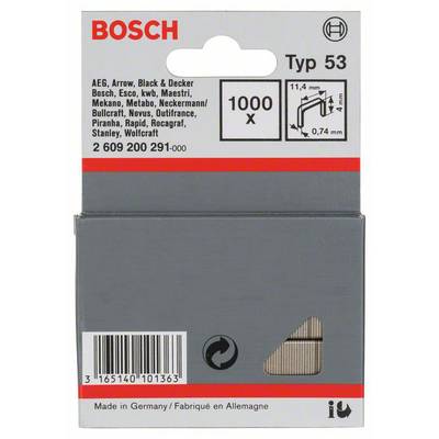 Tűzőkapocs, 53-as típus, 11,4 x 0,74 x 4 mm, 1000 db Bosch 2609200291