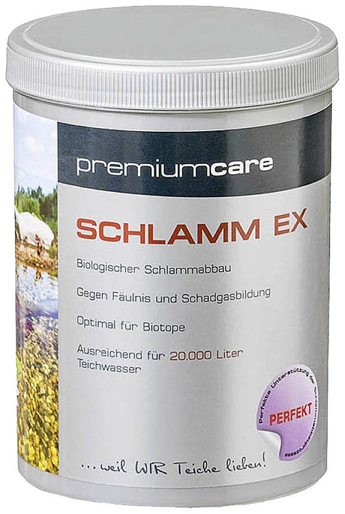 'SCHLAMM EX' tartalmú tartály, egy biológiai termék tóvíz minőségének javítására; elegendő 20.000 liter vízhez.