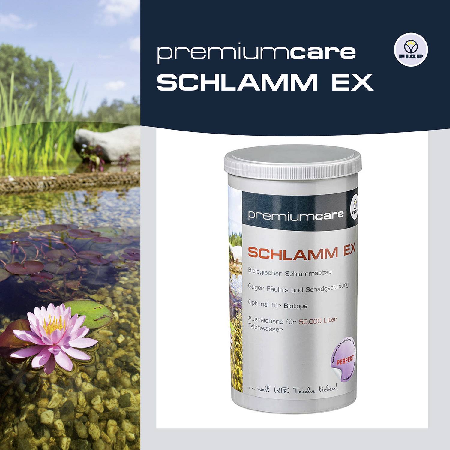 Premiumcare Schlamm Ex tóvíz-tisztító termékének csomagolása.