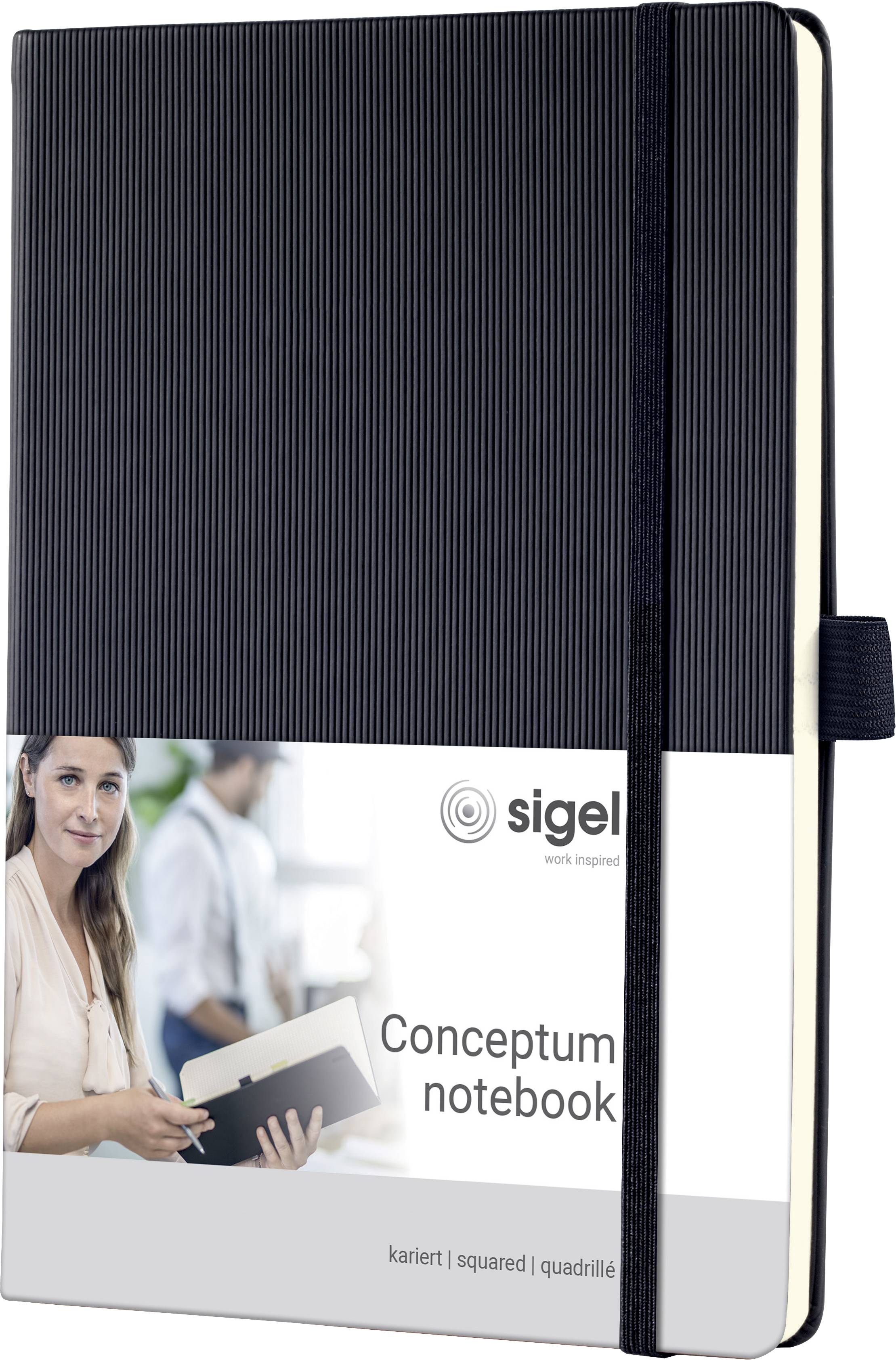 Sigel CONCEPTUM® CO121 Jegyzettömb kockás Fekete Lapok száma: 97 DIN A5