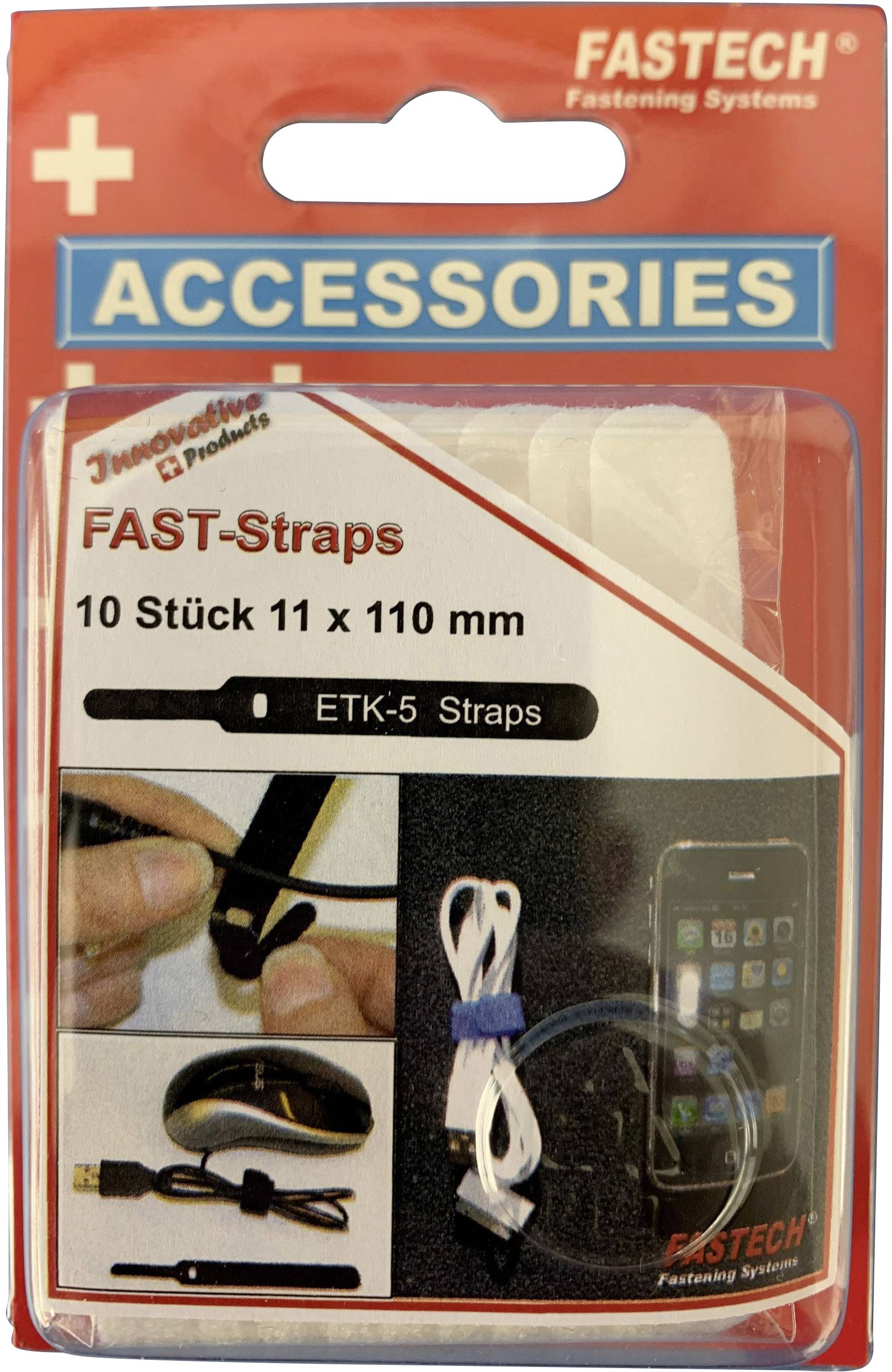 Tépőzáras kábelkötöző 10db-os szett 110 mm x 11 mm fehér színben Fastech 800-010C