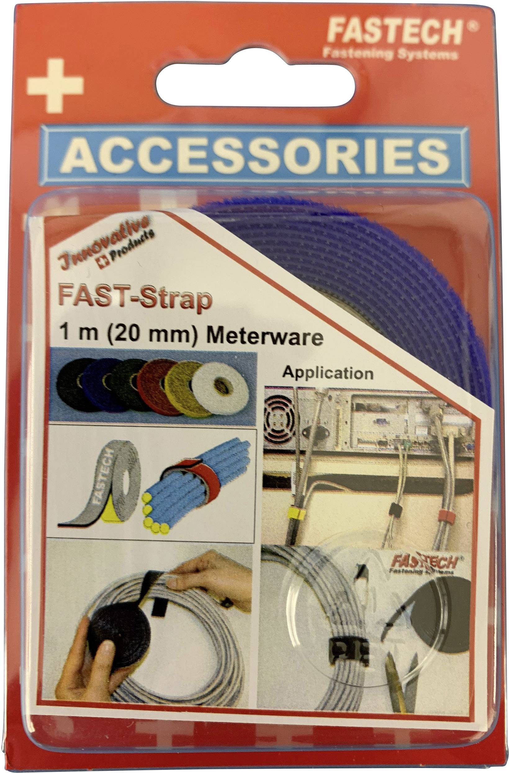 Tépőzár Kötegeléshez Bolyhos és horgos fél (H x Sz) 1000 mm x 20 mm Kék Fastech 910-131C 1 m