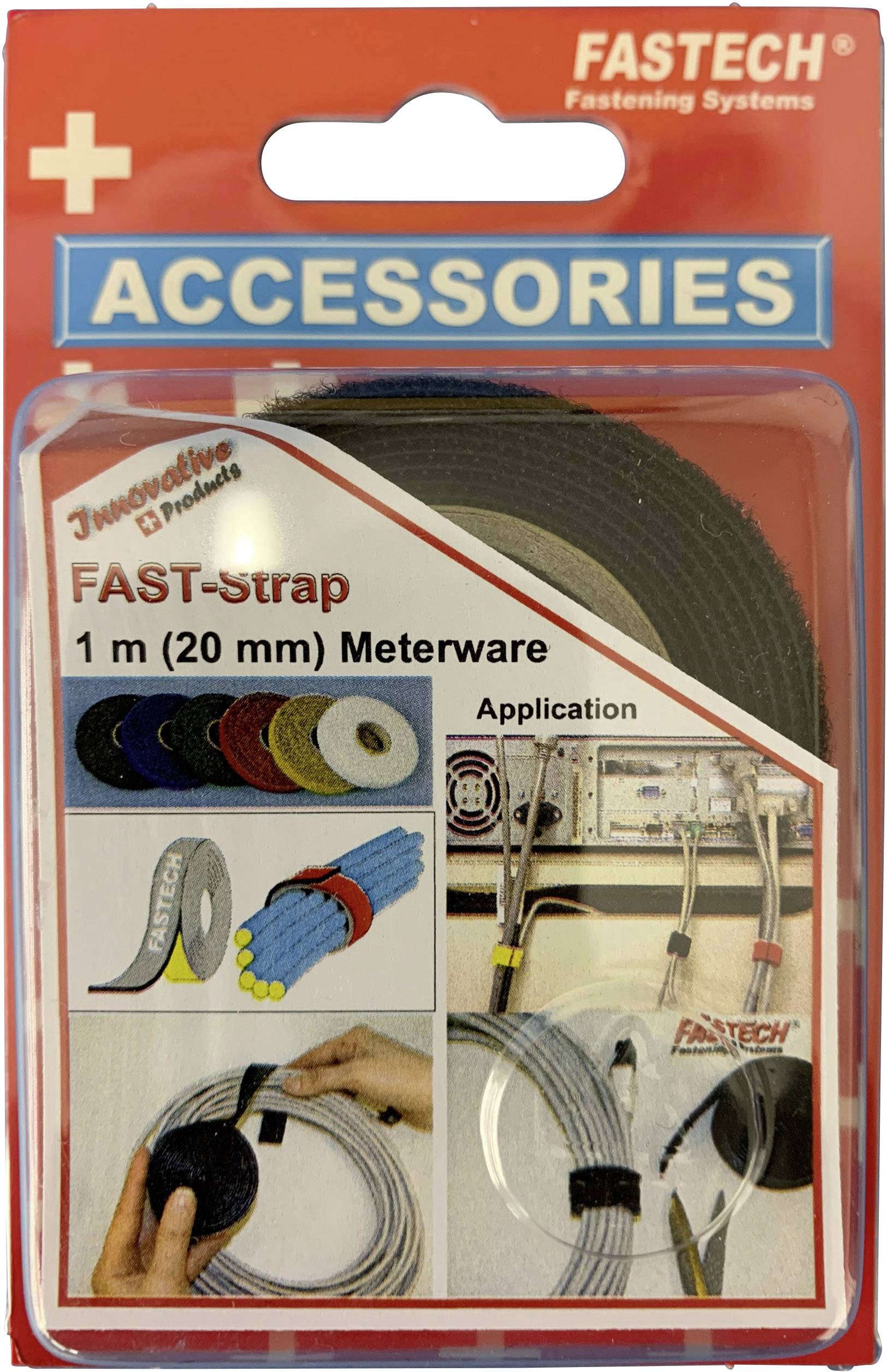 Tépőzár Kötegeléshez Bolyhos és horgos fél (H x Sz) 1000 mm x 20 mm Fekete Fastech 910-330C 1 m