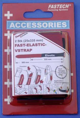 Tépőzár szalag pánttal 335 x 25 mm, fekete/piros, 2 db, Fastech 924-330C