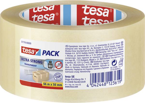 tesa ULTRA STRONG 57176-00000-08 Csomagolószalag tesapack® Átlátszó (H x Sz) 66 m x 50 mm 1 db