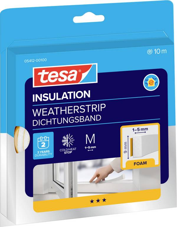 Univerzális habanyag tömítő, Tesamoll® (H x Sz) 10 m x 9 mm, fehér Habanyag TESA, tartalom: 1 tekercs