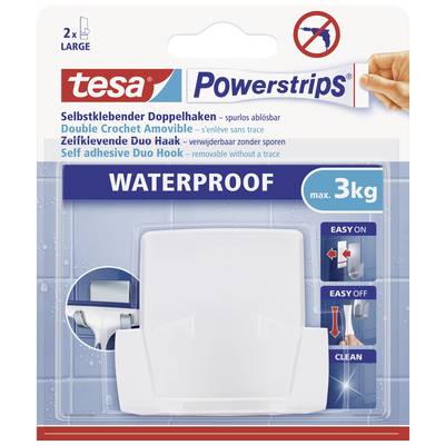 Vízhatlan ragasztású tartó  Tesa Powerstrips® Waterproof Duo Hook Plastic TESA 59704