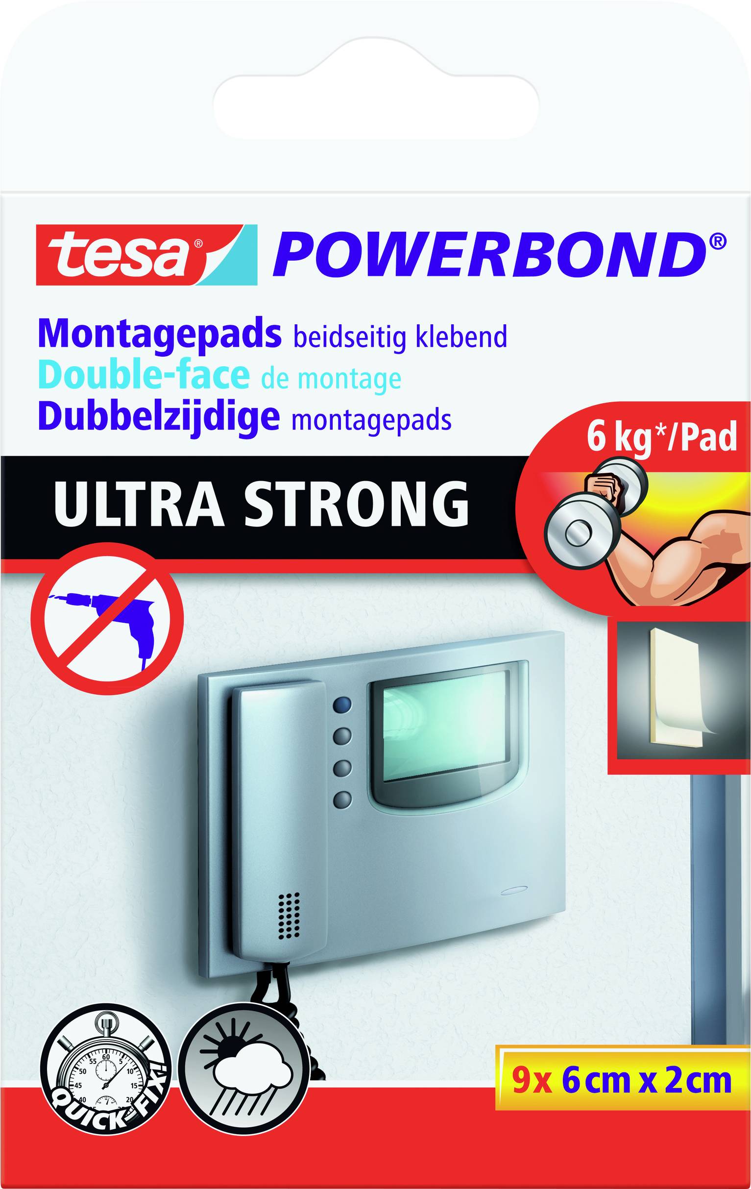 Ragasztó párnák, tesa® POWERBOND® (H x Sz) 60 x 20 mm TESA 55790-01