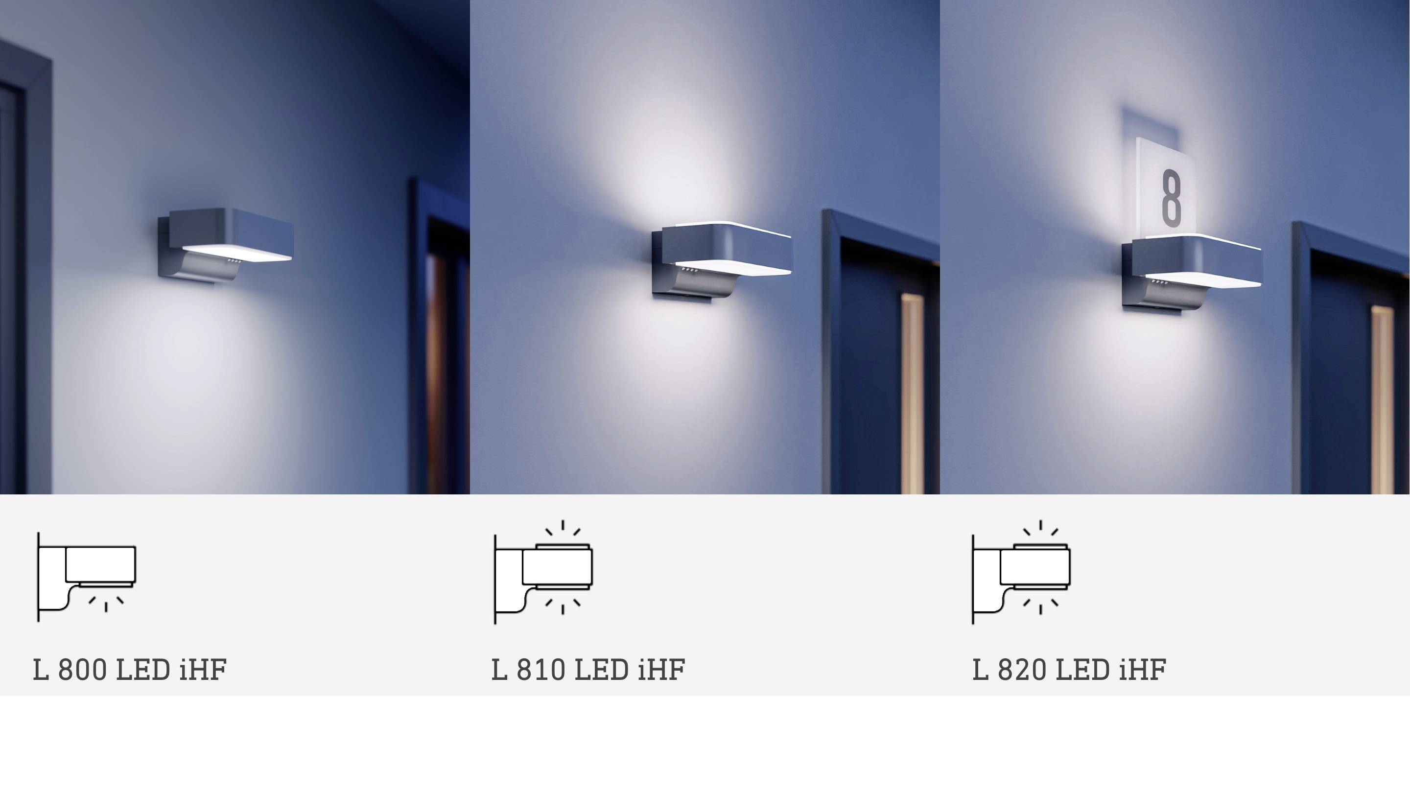 Kültéri, LED-es fali lámpatest mozgásérzékelővel, 8 W, 230 V, alu, Steinel L 800 iHF 671419-4