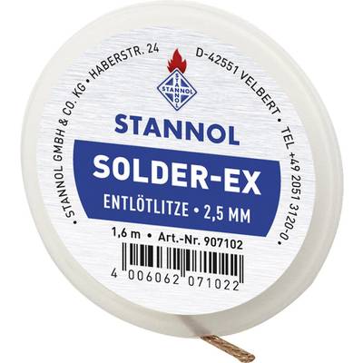 Kiforrasztó huzal, ónszívó sodrat 1.6 m 2.5 mm széles Stannol Solder