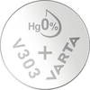303 gombelem, ezüstoxid, 1,55V, 160 mAh, Varta SR44SW, SR44, SR1154, V303, D303, A, 280‑08, SB‑A9, RW32, WS14