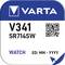 'Varta V341 SR714SW gombelem, órákhoz. QR-kódot tartalmaz. Felirat: ÓRASZERKEZET, LE: HH - ÉÉÉÉ.'