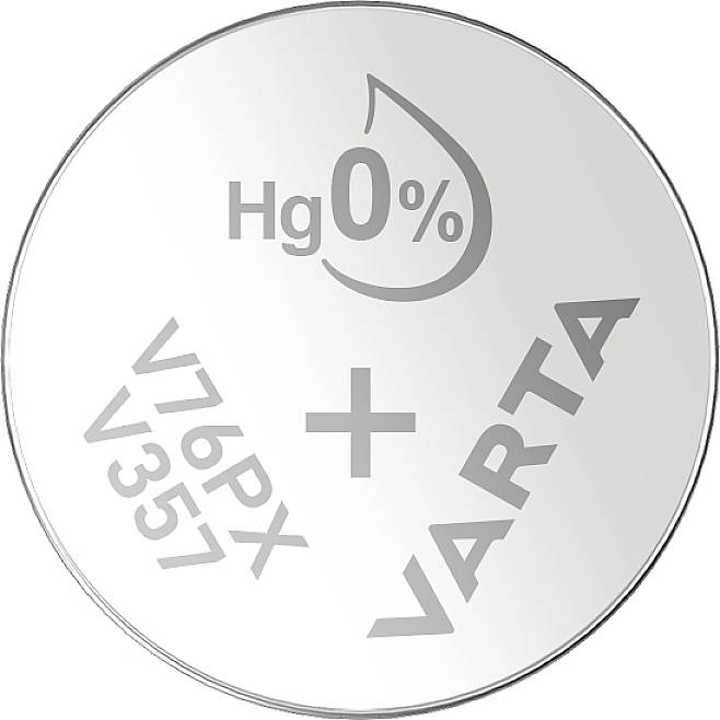 357 gombelem, ezüstoxid, 1,55V, 145 mAh, Varta SR44W, SR44, SR1154, V357, D357, 228, J, 280‑62, SB‑B9, RW42