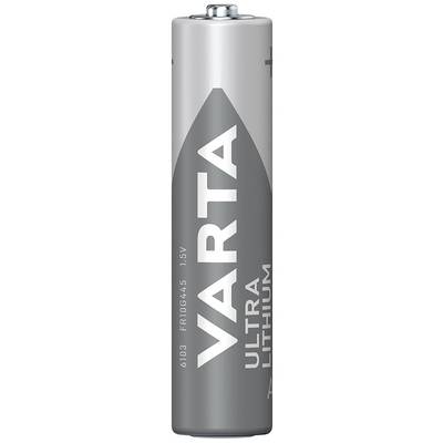 Egy ezüst VARTA márkájú elem, ULTRA Lithium típusú, 1,5 voltos.