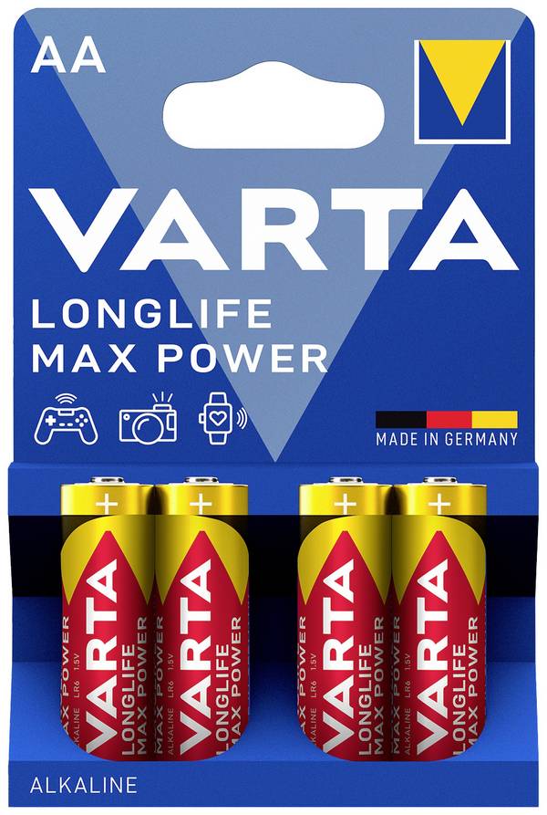 Ceruzaelem AA, alkáli mangán, 1,5V, 4 db, Varta Max Tech LR06, AA, LR6, AAB4E, AM3, 815, E91, LR6N