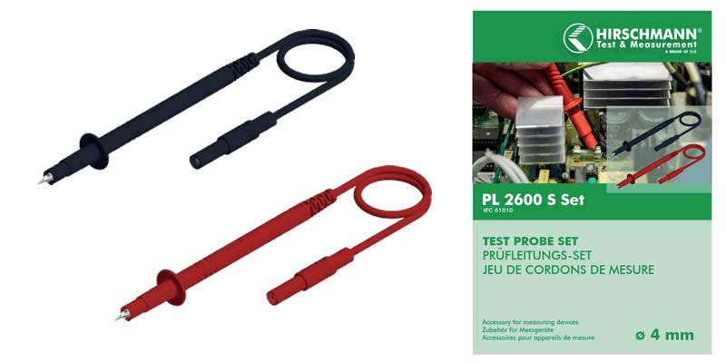 Biztonsági mérővezeték készlet [ lamellás dugó 4 mm - ellenőrzőhegy] 1 m fekete, piros SKS Hirschmann PL 2600 S SET