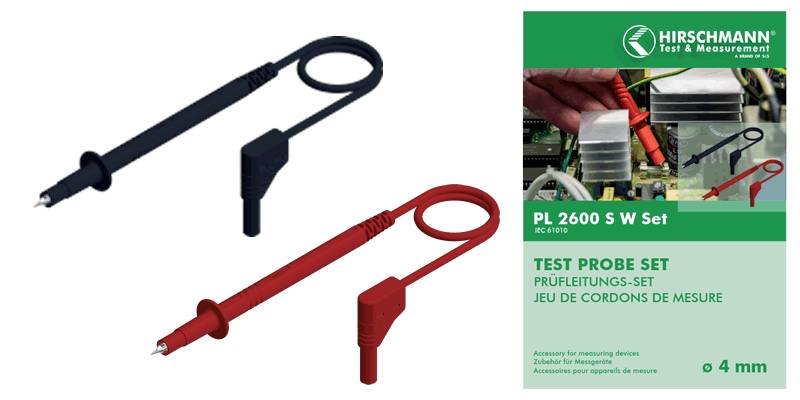 Multiméter mérőkábel, mérőzsinór 1000V-ig szigetelet, 4mm-es banándugóval 1m, fekete SKS Hirschmann PL 2600 S W SET