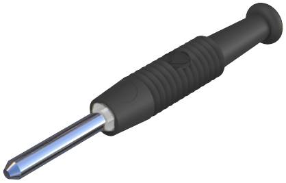 Egy fekete műanyag fogantyú fémes, ezüstös hengeres végződéssel, valószínűleg egy szerszám vagy háztartási eszköz.