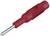 Piros vizsgálófej szigetelt markolattal és fém hegyű végződéssel, jellemző elektromos mérésekhez vagy laboratóriumi felhasználásokhoz.